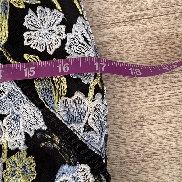 Rachel Rachel Roy Blue Floral Embroidered Sheath Dress Mesh Overlay Size 2 - Picture 9 of 13